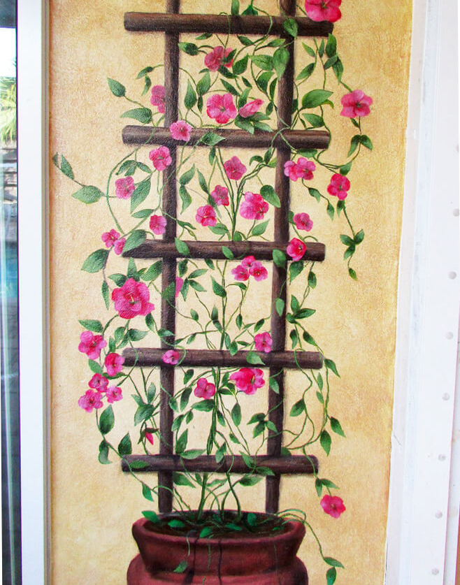 Pink Flower Climber Potted in a Flower Pot Painting