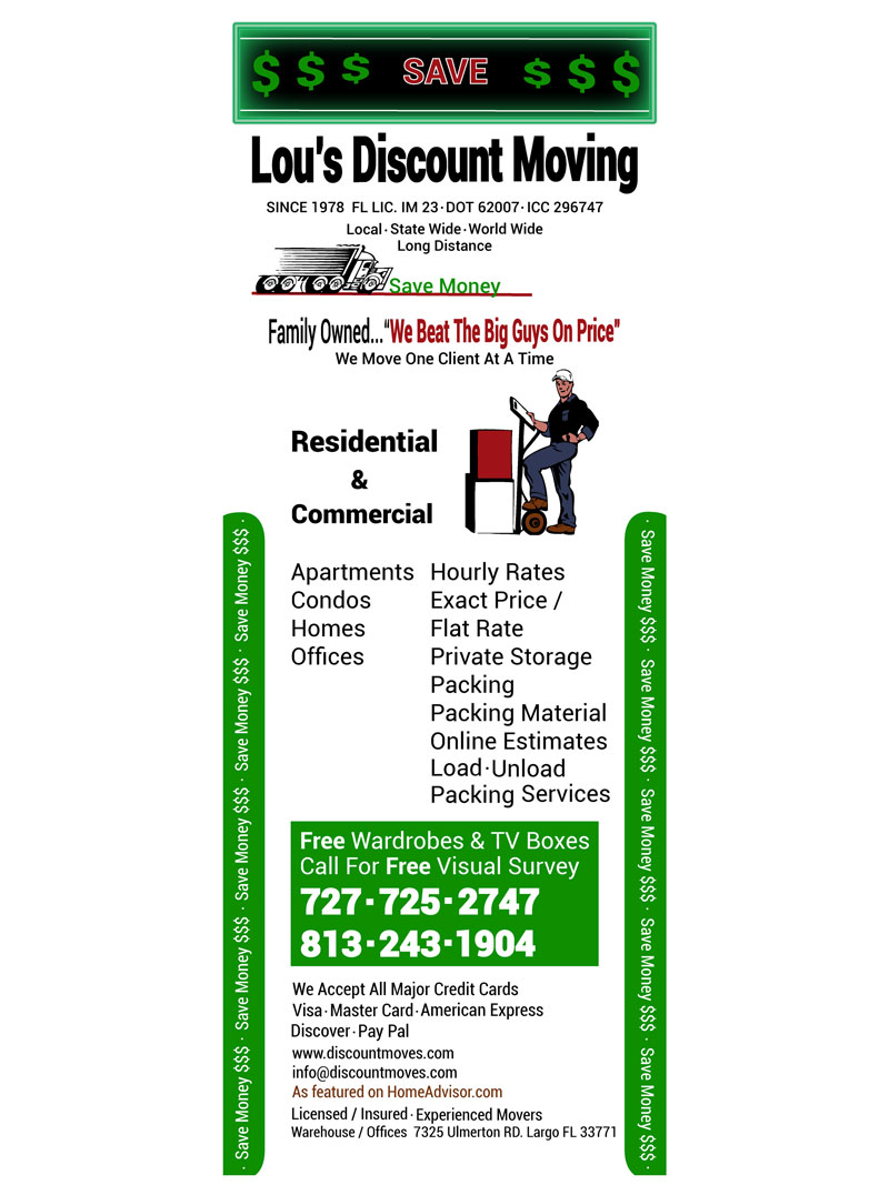 Lou's Discount Moving Service Details