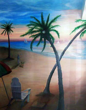 Coconut Trees on Shore of the Beach Painting